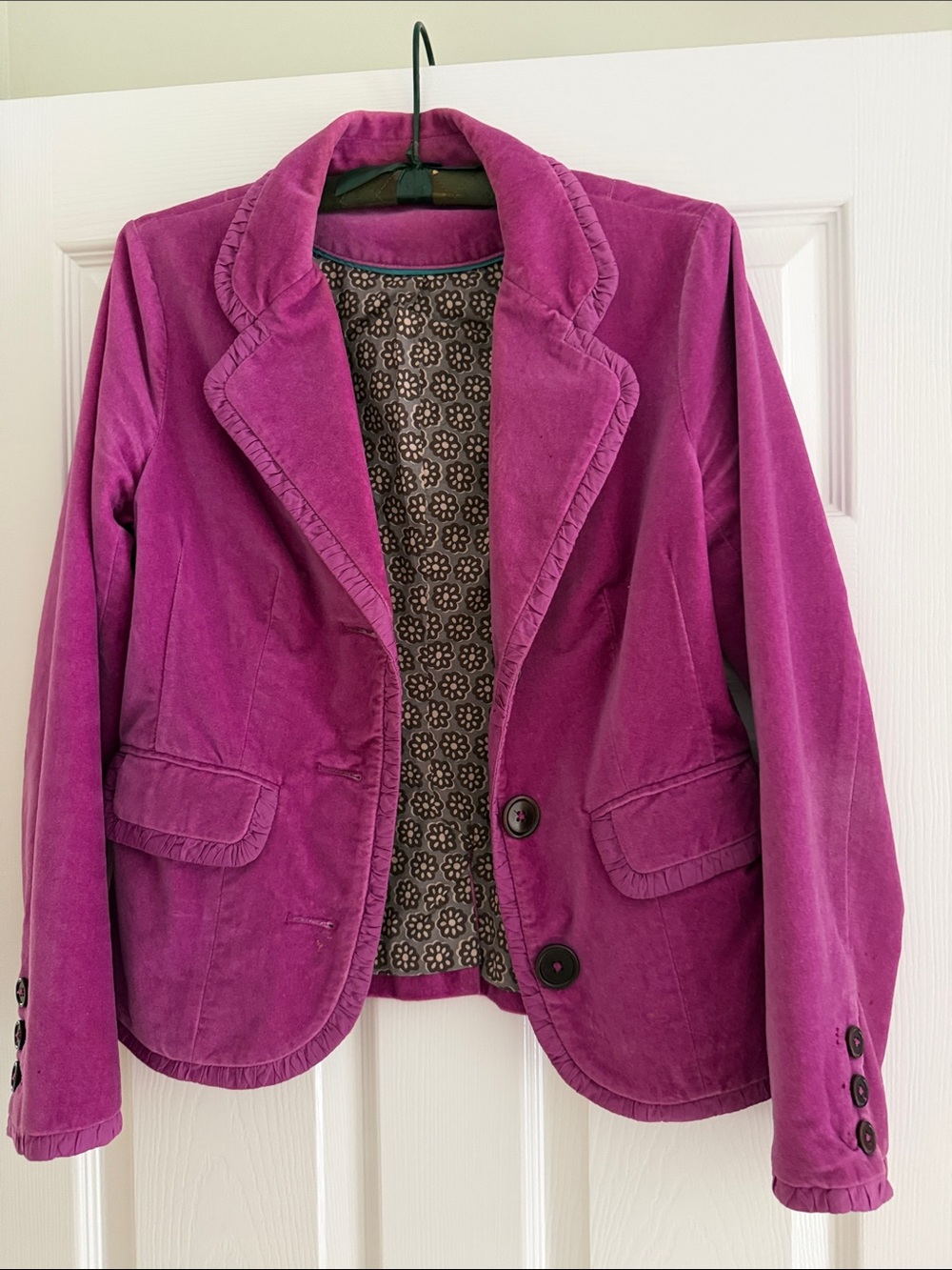 Boden Velvet Blazer in Magenta Pink